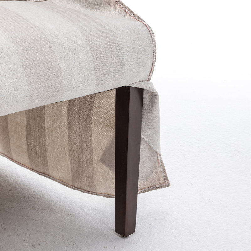 Elegant Upholstered Dining Chair  With Skirted Base, Accent Armchair For Living Room, Bedroom, Dining Room, Beige Striped