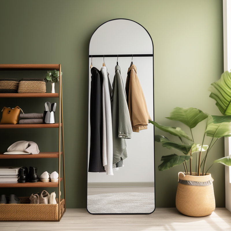 Tanyelle Aluminum Arch Mirror, Black, 58" x 19"