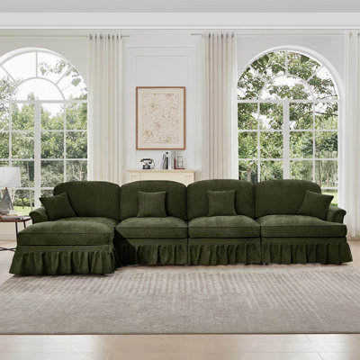 Elegant Mid Century Large 3 Seater Sofa Couch with 1 Ottoman