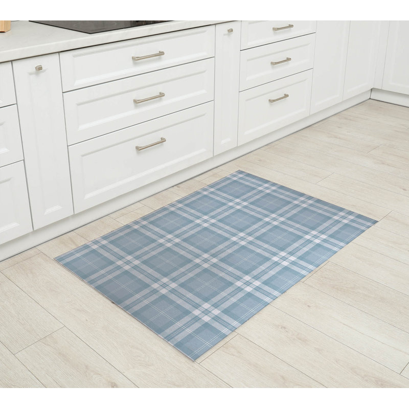 Vinny Tartan Kitchen Mat, Blue, Rectangle 2' x 3'