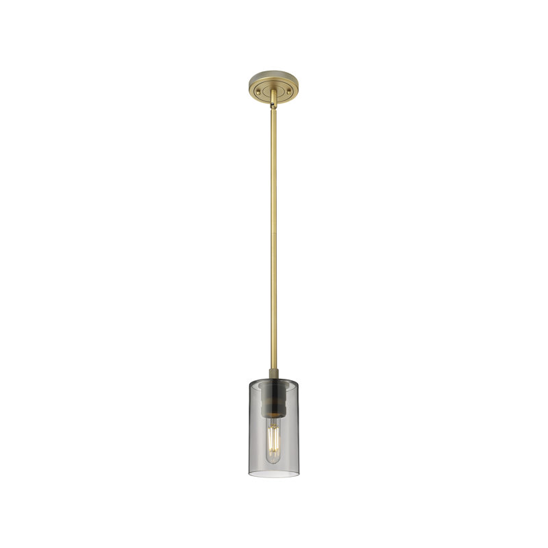 Luminaire suspendu Crown Point Light, Laiton brossé, H 8,38 po x l 4,5 po x P 4,5 po, Plaqué couleur fumée