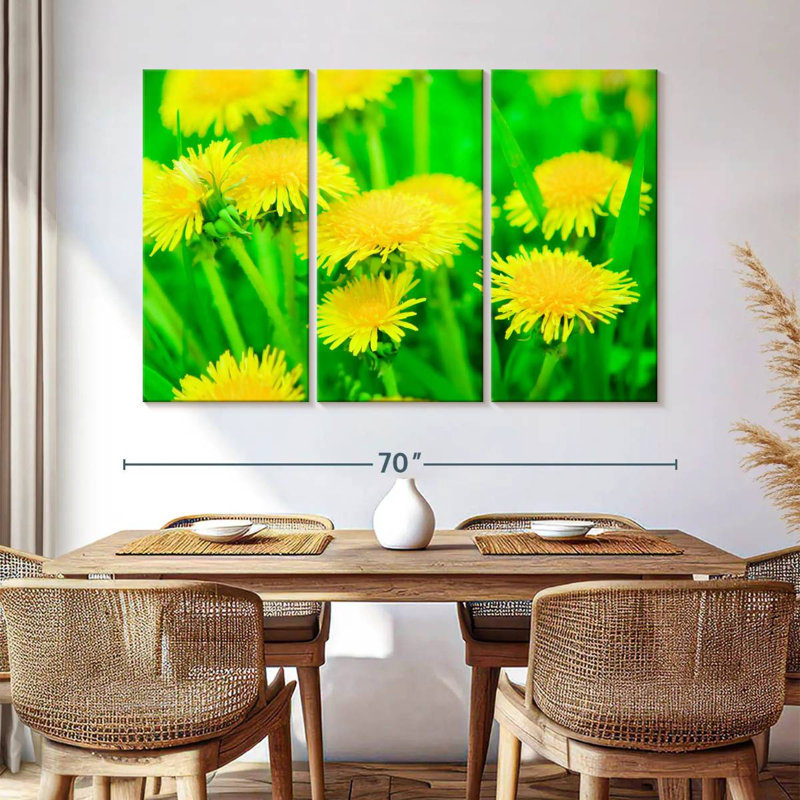 Harnek Bright Yellow Dandelions, 42" H x 65" W
