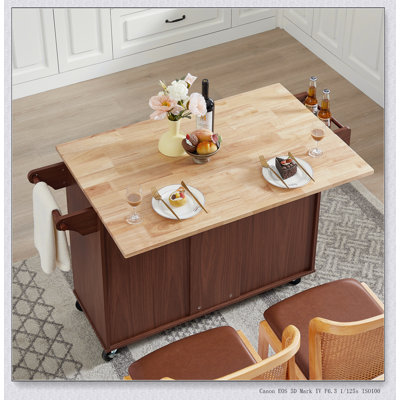 Îlot de cuisine avec comptoir à abattant, chariot d'îlot de cuisine, table d'îlot de cuisine avec porte de grange