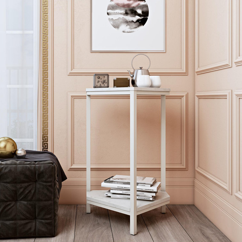 Side Table Set, White, White