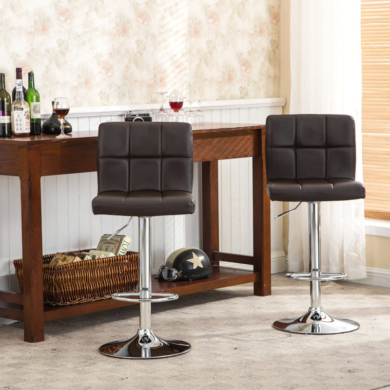 Tabouret de bar pivotant réglable en similicuir, ensemble de 2, Noir