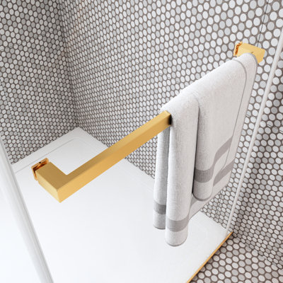 Pinnacle Touch 20-Inch Square Tube Right-Angle Shower Door Handle - Stainless Steel Pull Rod For 1/4-Inch To 1/2-Inch Thick Glass