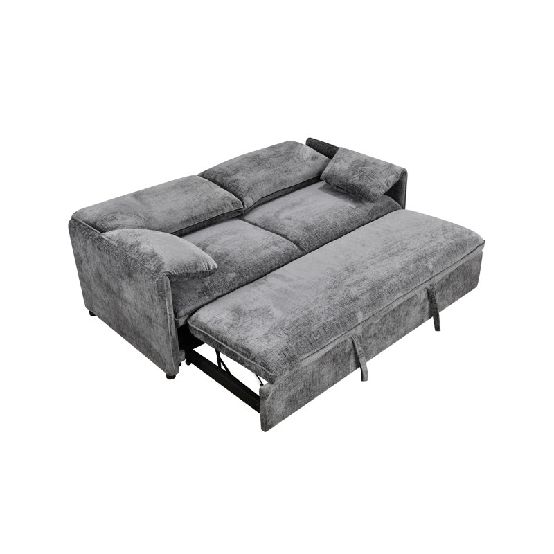 Canapé-lit convertible surdimensionné à accoudoirs carrés surdimensionnés de 81 po Boneless, Gris foncé