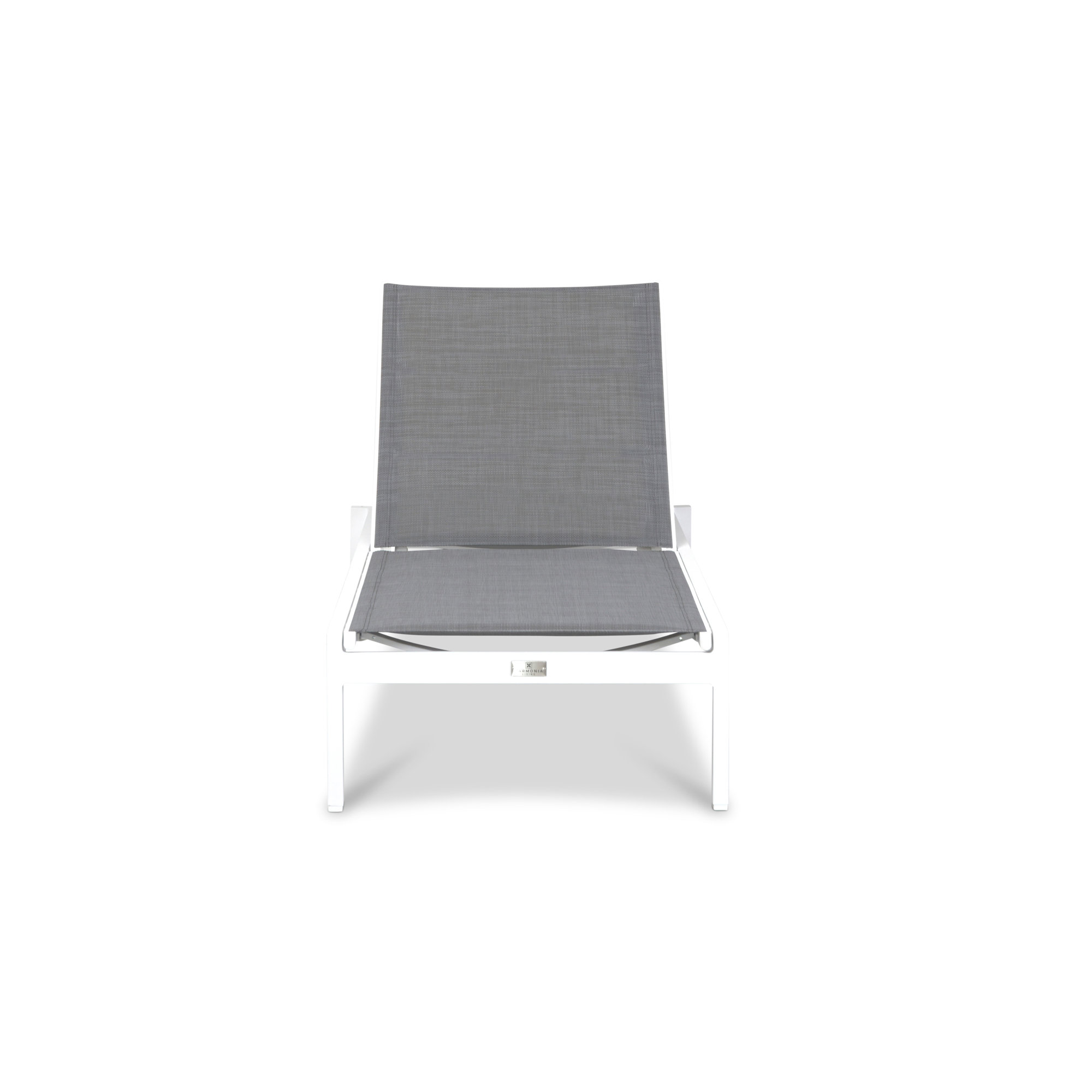 Evelyne 77" Long Reclining Chaise with Table, White Frame/Gray Cushion