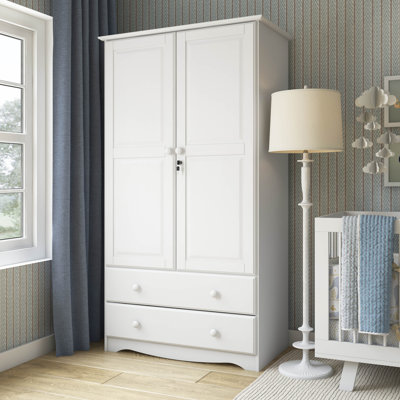 Primm Smart 100% Solid Wood 2-door Wardrobe Armoire with Lock