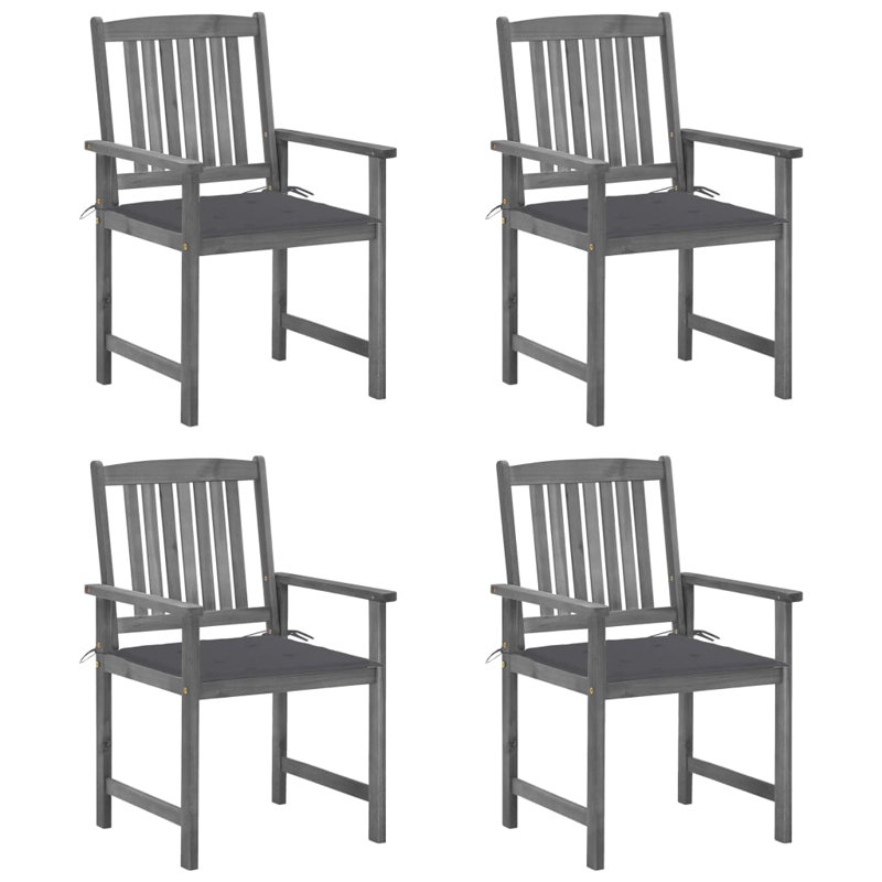 Chaise de patio en acacia avec coussin, Anthracite, gris