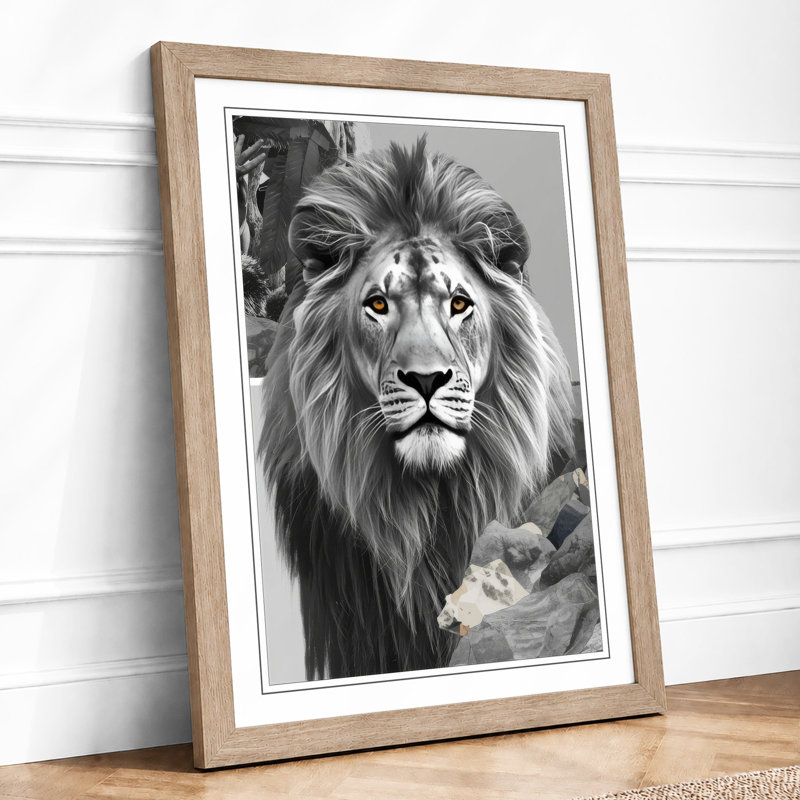 Noble Lion Modern - Framed Print, A2 - 59.4 x 42.0 cm, Oak