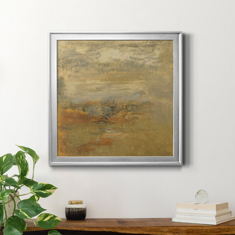 Encaustic Tile in Orange I-Premium, reproduction encadrée - prête à être accrochée, H 26,5 po x l 26,5 po x P 1,5 po