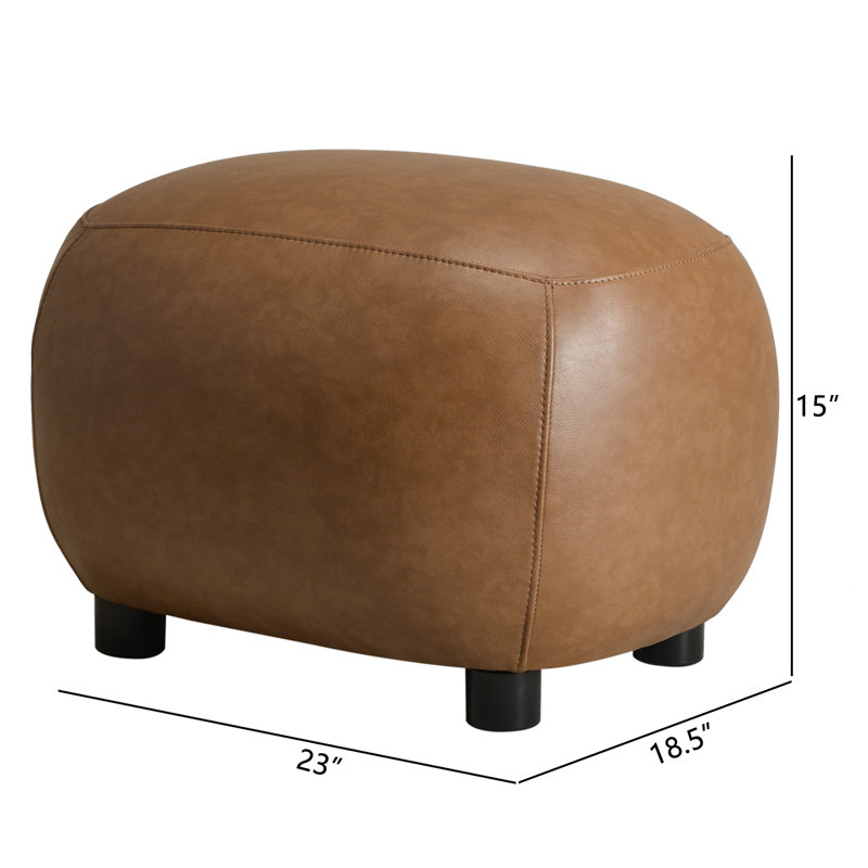 Faux Leather Upholstered Swivel Armchair With Ottoman, Camel