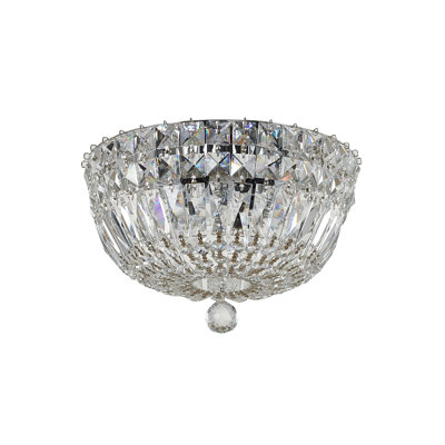 4-Light Chrome Flush Mount With Clear Crystals