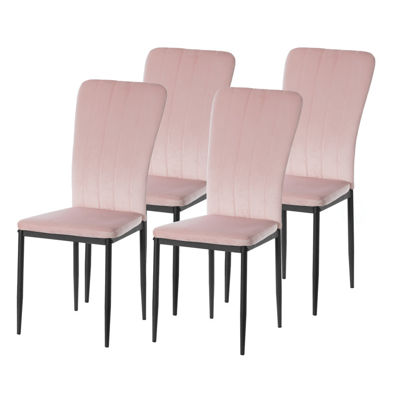 Chaise parsons capitonnée en velours, Rose