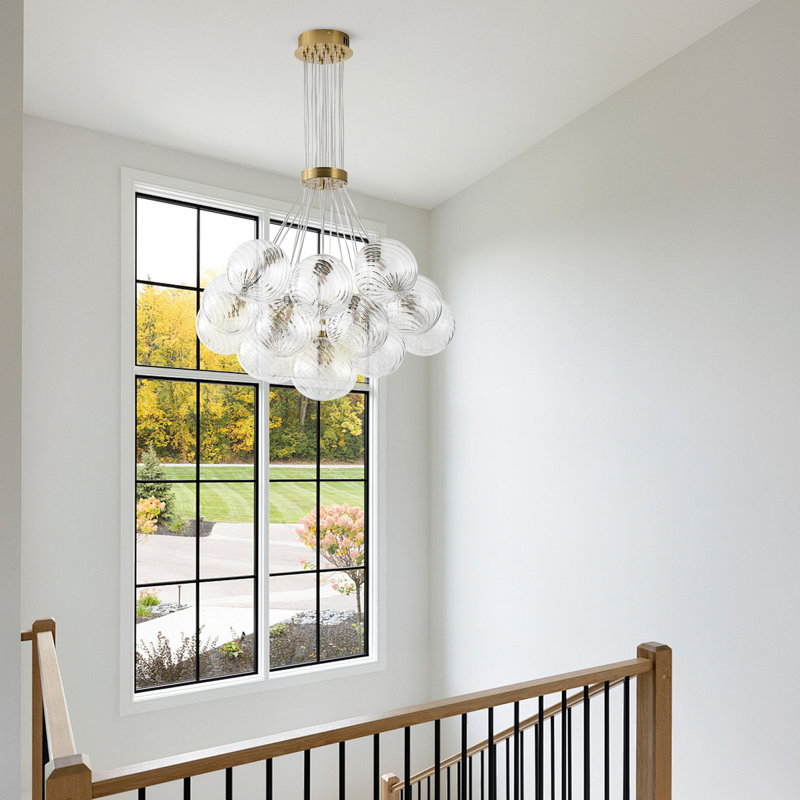 Lustre en verre poli 19 lumières à hauteur réglable, ampoules G9 à intensité variable, homologuées ETL, 19 lumières