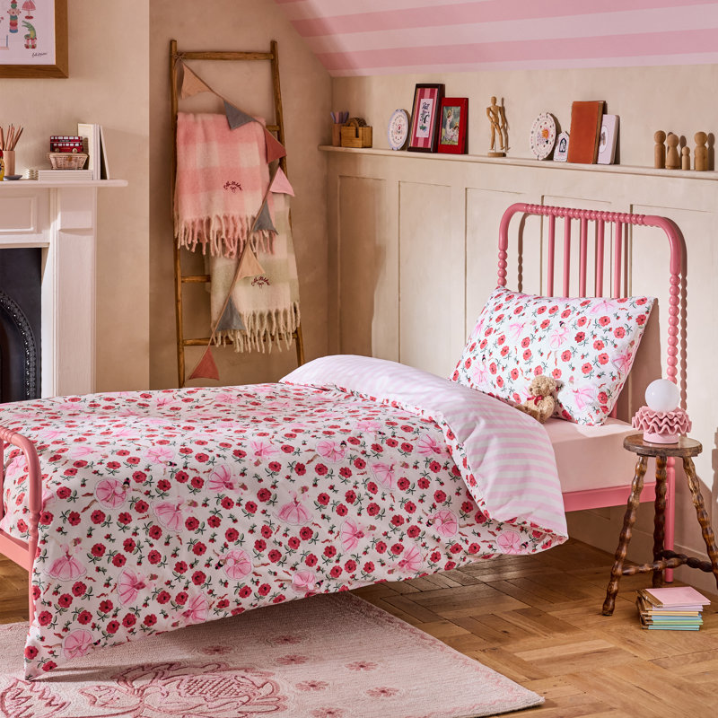 Life Is A Stage Ballerina Floral Reversible Duvet Cover Set, Double