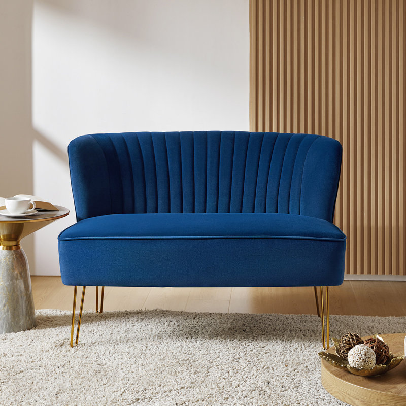 Noemi 2 Seater Velvet Sofa, Navy