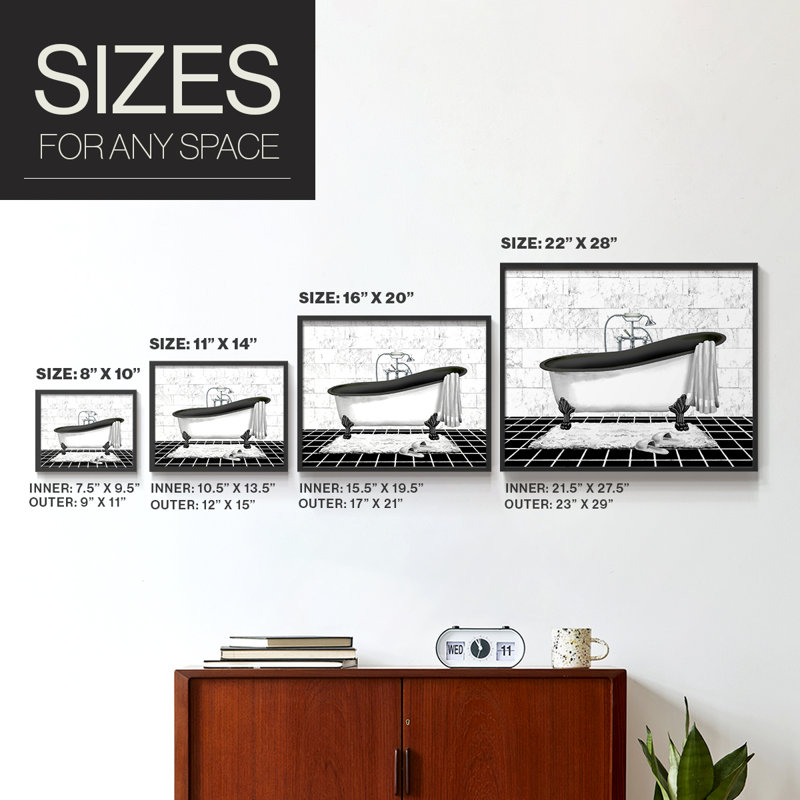 Modern Bath II -Framed Print - Restickable, H 22 po x l 28 po, Noir, noir, noir, noir