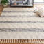 Tapis rayé en laine / coton fabriqué à la main en ivoire / noir Archie-John-1338801499