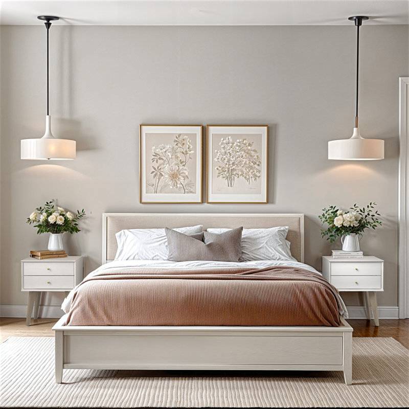 Branquinha 2 Drawer 22" H Nightstand (Set of 2), Pearl White Oak/Oslo Oak, Set of 2