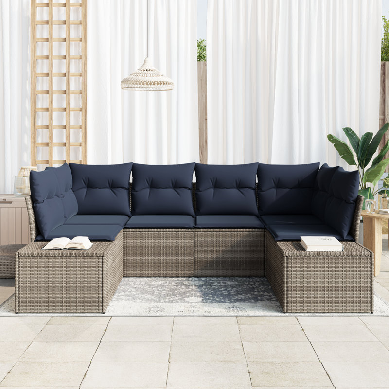 Ensemble de canapé de jardin avec coussin 6 pièces vidaXL, Gris