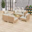 Ensemble de canapé modulaire d'extérieur 7 pièces, ensemble de conversation modulaire en osier avec table basse et coussins en verre trempé-680045272