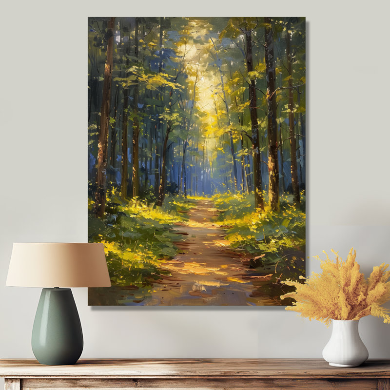 Sentier dans les bois chuchotants l'été I - forêt, art mural, Toile tendue, H 30 po x l 40 po x P 1,5 po