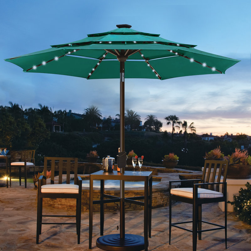 Parasol lumineux 9 pi Keensburg, Bleu turquoise