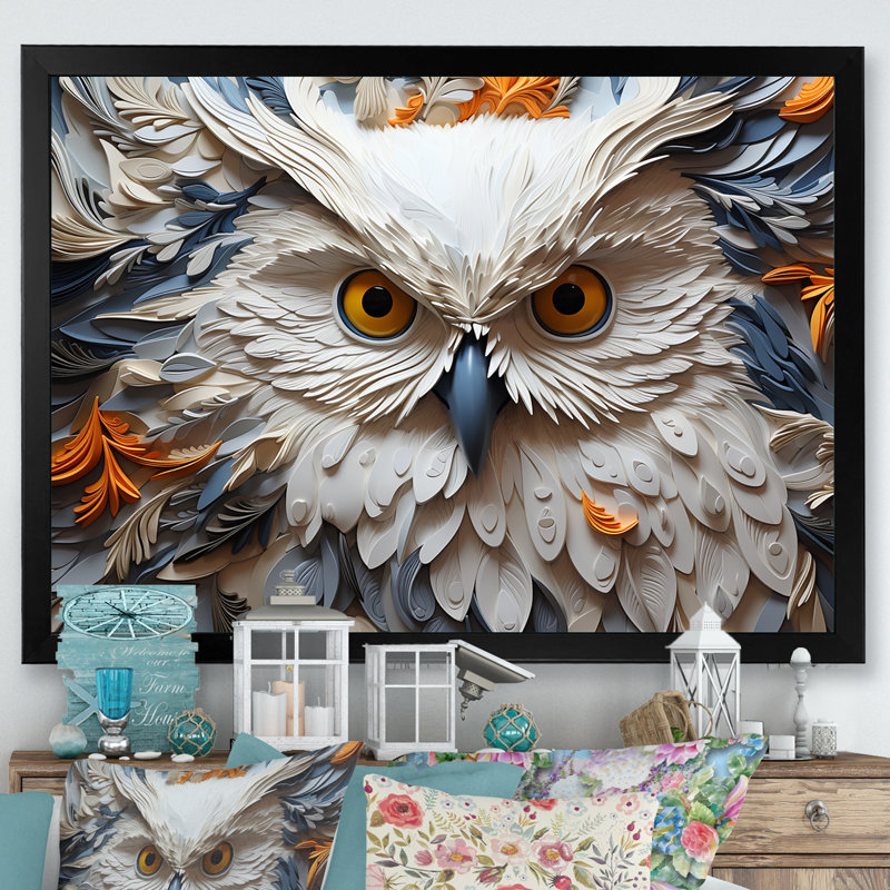 Hiboux aux yeux de la sagesse I sur toile, H 24 po x l 32 po x P 1 po, Cadre photo noir