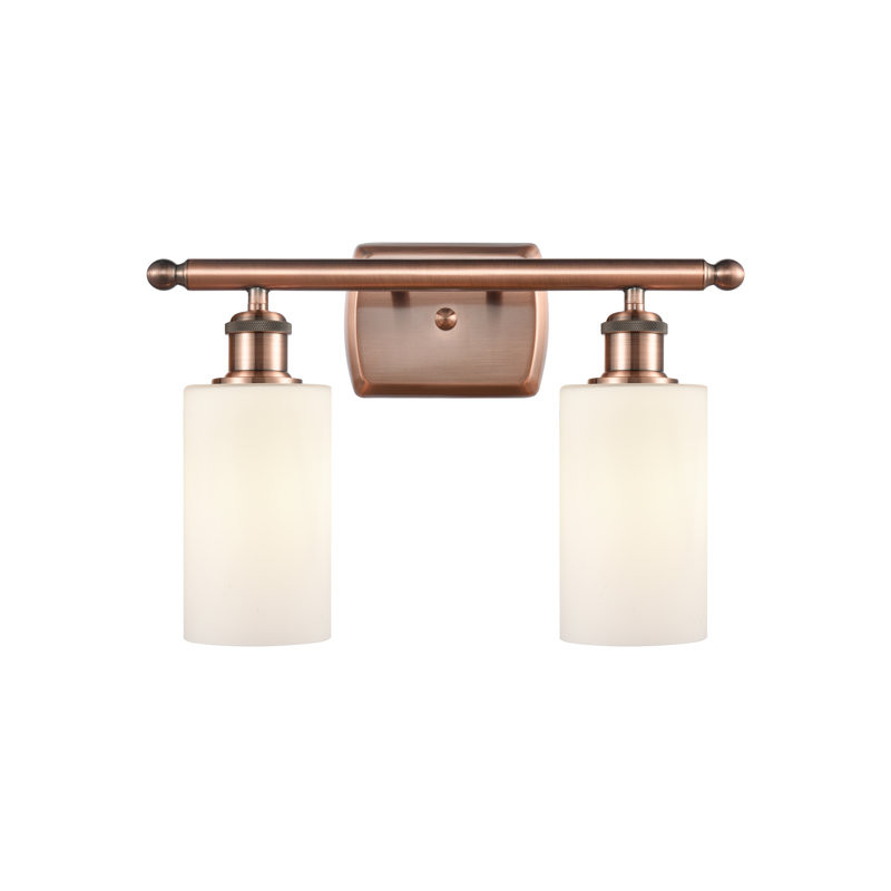 Éclairage de salle de bain à 2 lumières à intensité variable Mallette, Blanc mat, Cuivre antique, Ampoule DEL 6 watts Vinage