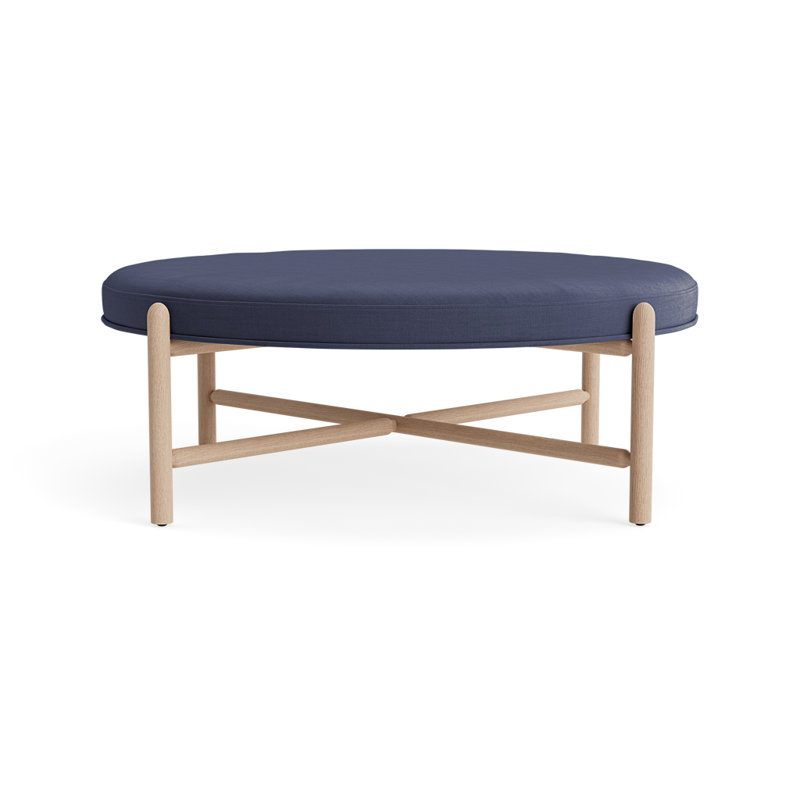 Vane 48" Round Ottoman, Navy, Oak