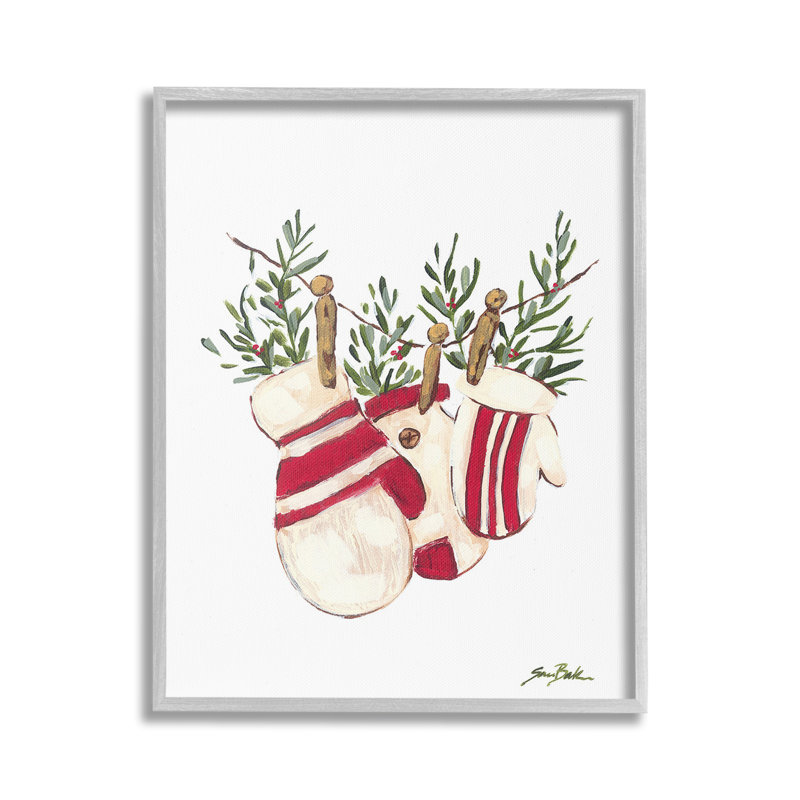 «Winter Mittens on corde à linge», estampe numérique par Sara Baker, Estampe numérique Farmhouse, H 30 po x l 24 po