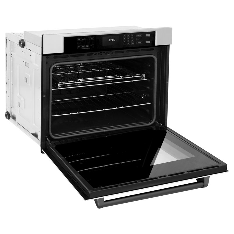 ZLINE 30 in. Autograph Wall Oven w/ Air Fry and Self Clean w/ White Black Accents, Matte Black