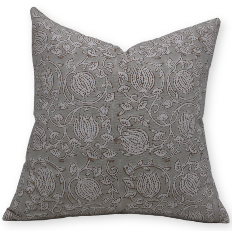 Housse de coussin en coton Artisan Block Print - 6 Kamal, H 18 po x l 18 po