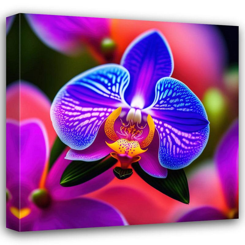 «Unreal Neon Orchid» par Stephen Chambers, impression sur toile tendue, L 26 po x H 26 po