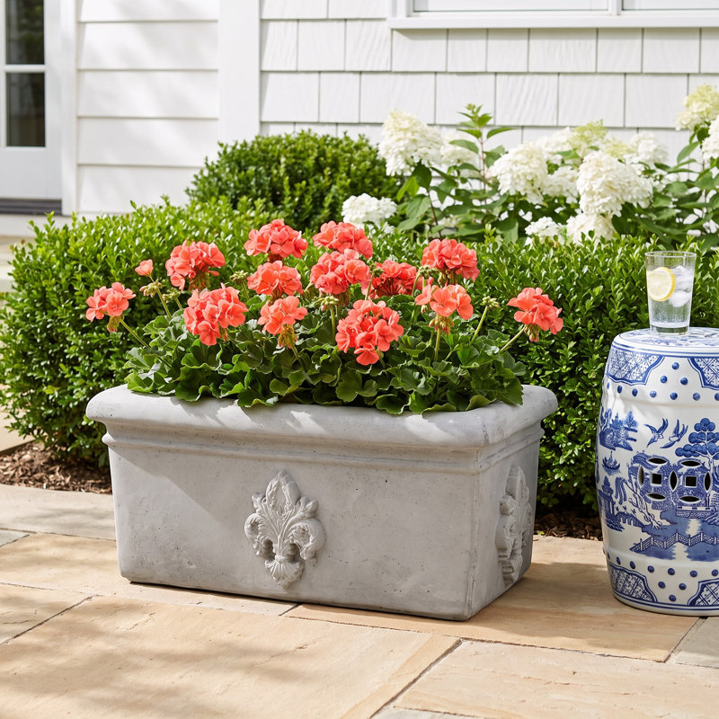 32 in. Rectangular French Planter - Natural Finish - Grey