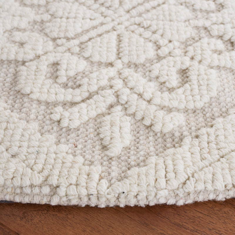 Sharene Handmade Tufted Wool/Cotton Ivory Area Rug, Round 6'
