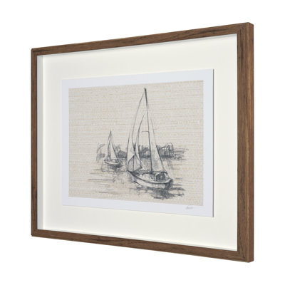 «Sail Away I» par Studio A, reproduction d'art encadrée à la main avec passe-partout mat