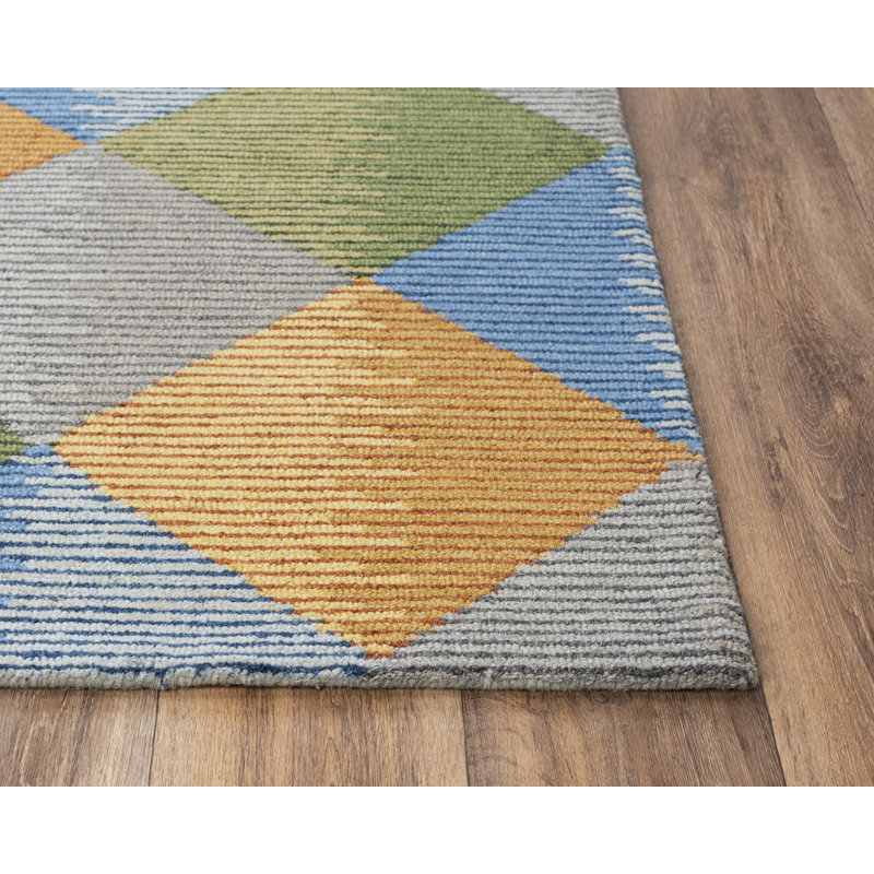 Wool Geometric Indoor Rug, Rectangle 7'9" x 9'9"