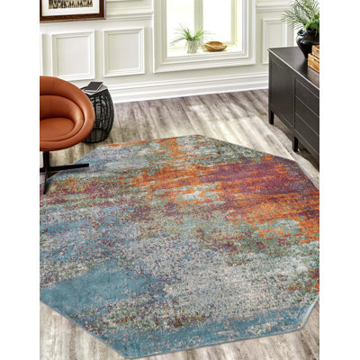 Tapis rouge à motif abstrait Haefner