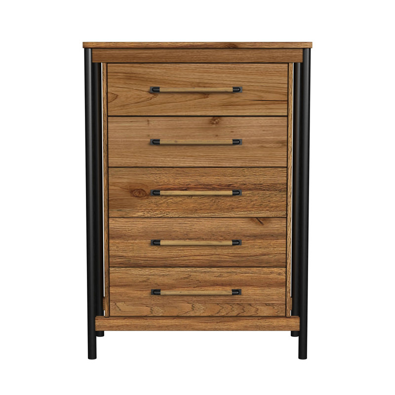 Commode 5 tiroirs Mack, hickory
