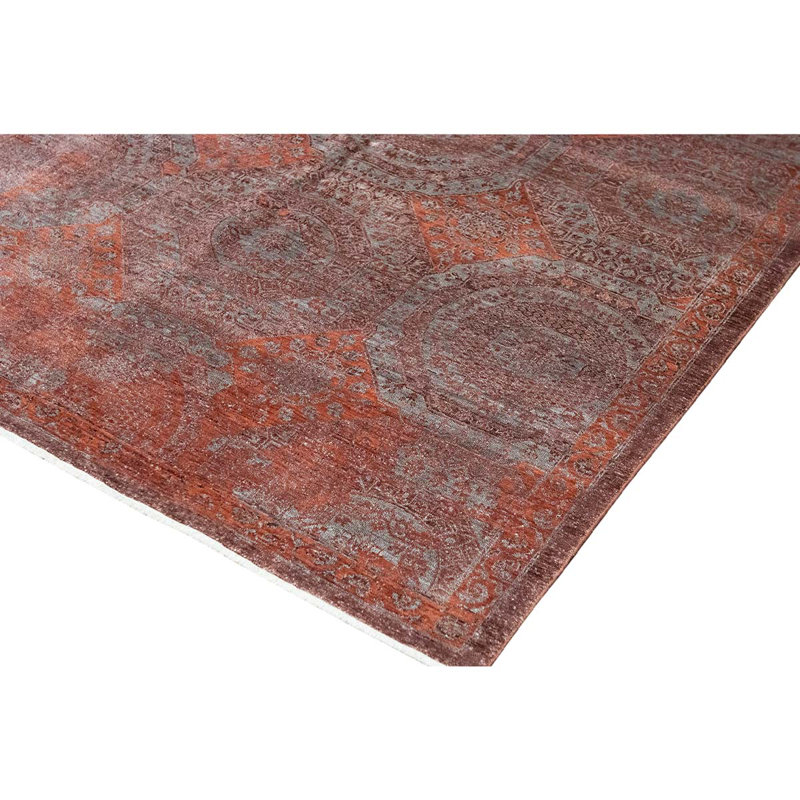 Oriental Area Rug in Rust/Gray/Burgundy