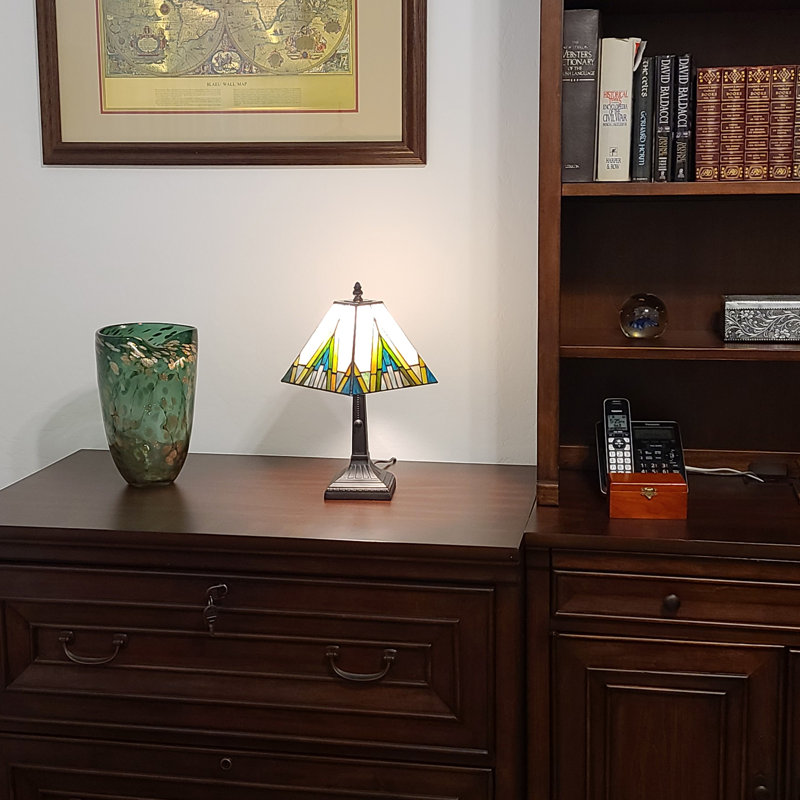Lampe de chevet 14,5 po Canizales, Vert / ivoire