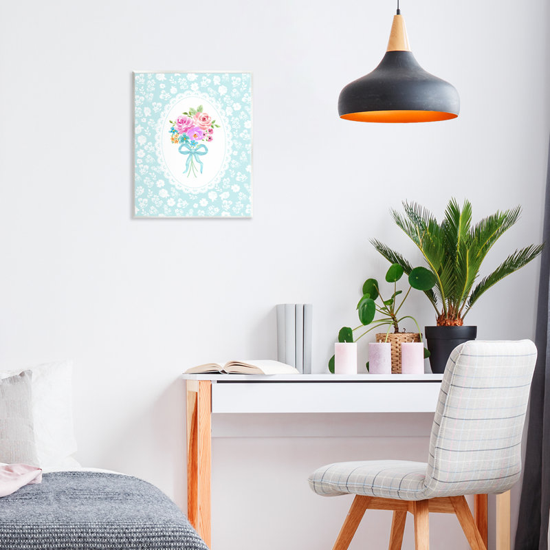 Plaque murale turquoise Bouquet féminin, design par Corinne Haig