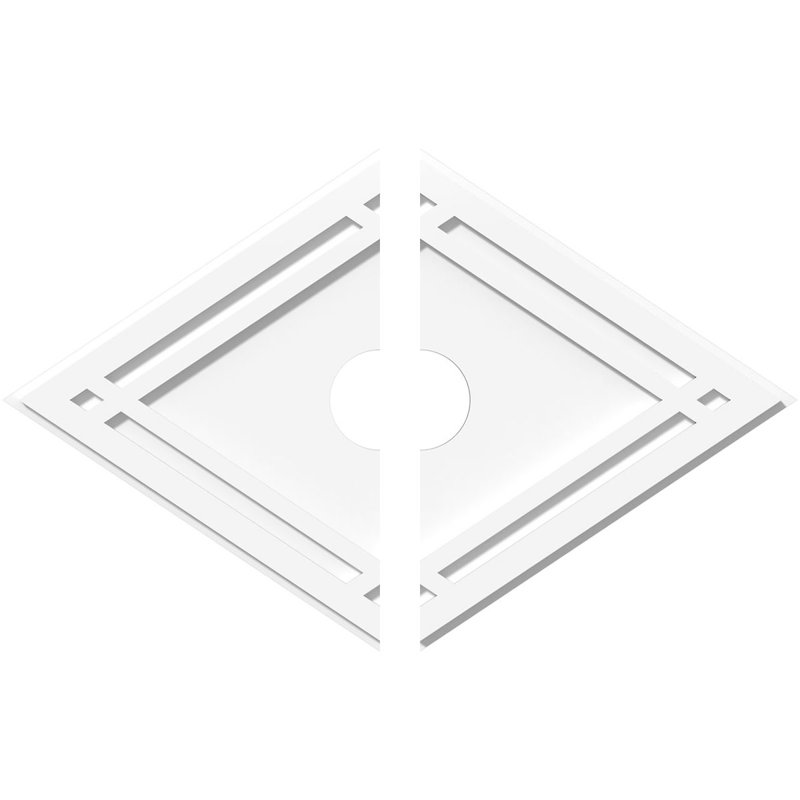 Médaillon de plafond contemporain en PVC de qualité architecturale, l 30 po x H 20 po x P 6 po x P 10 1/2 po x P 1 po