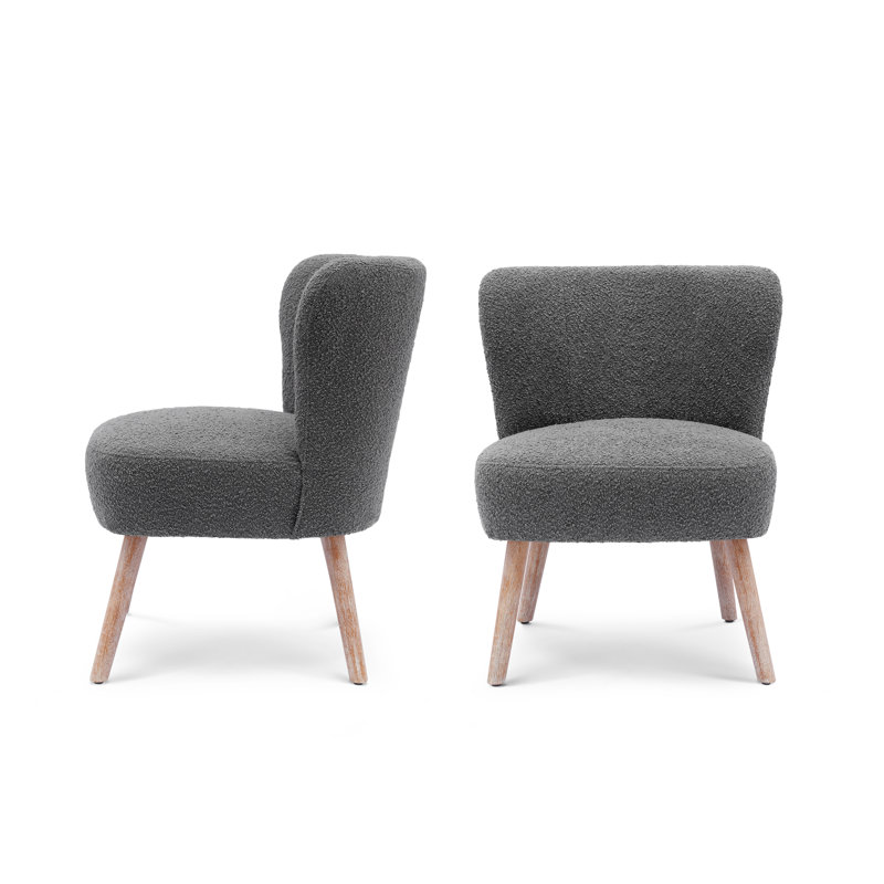 Fauteuil de chambre rembourré Breann, Mélange de polyester crème