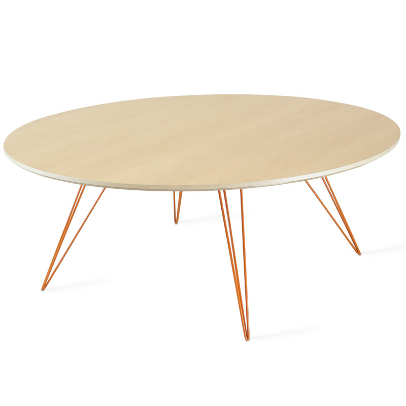 Williams Single Coffee Table, 18" H x 46" L x 46" W, Orange, Maple