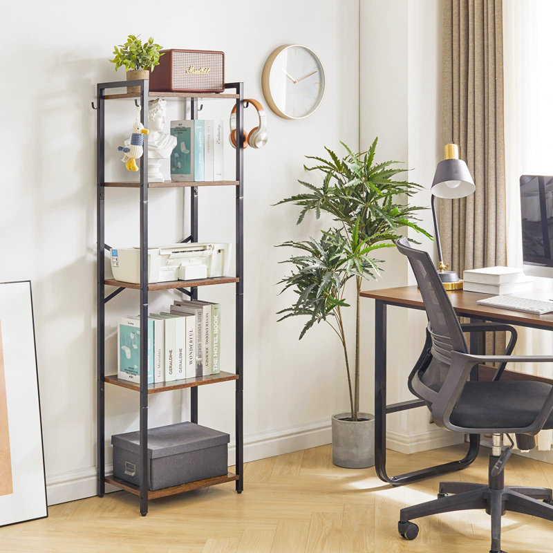 Jordann 146.5cm H x 43cm W Ladder Bookcase, Brown/Black