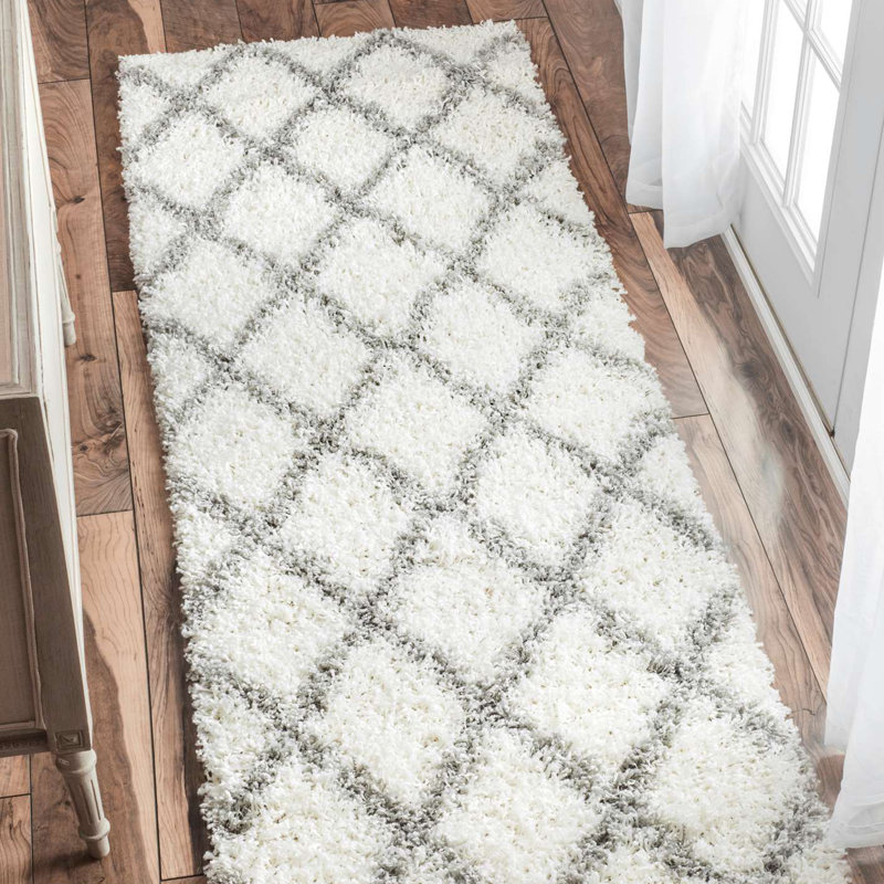 Geometric Shag Area Rug, Runner 81 x 244cm